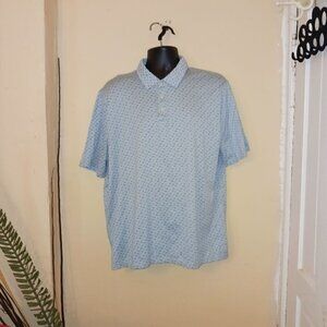 Jos. A. Bank Mens blue fish design pop over polo shirt size XL